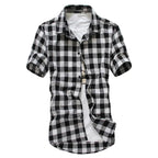 Men's Slim Fit Plaid Short-Sleeve Casual Shirt