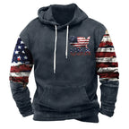 Vintage American Flag Men's Hoodie - Navy Large